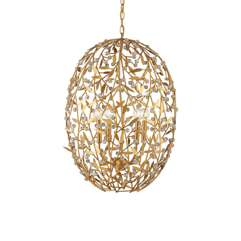 Currey and Company - 9000-1290 - Four Light Chandelier - Secret Garden - Clear/Contemporary Gold Leaf/Contemporary Gold