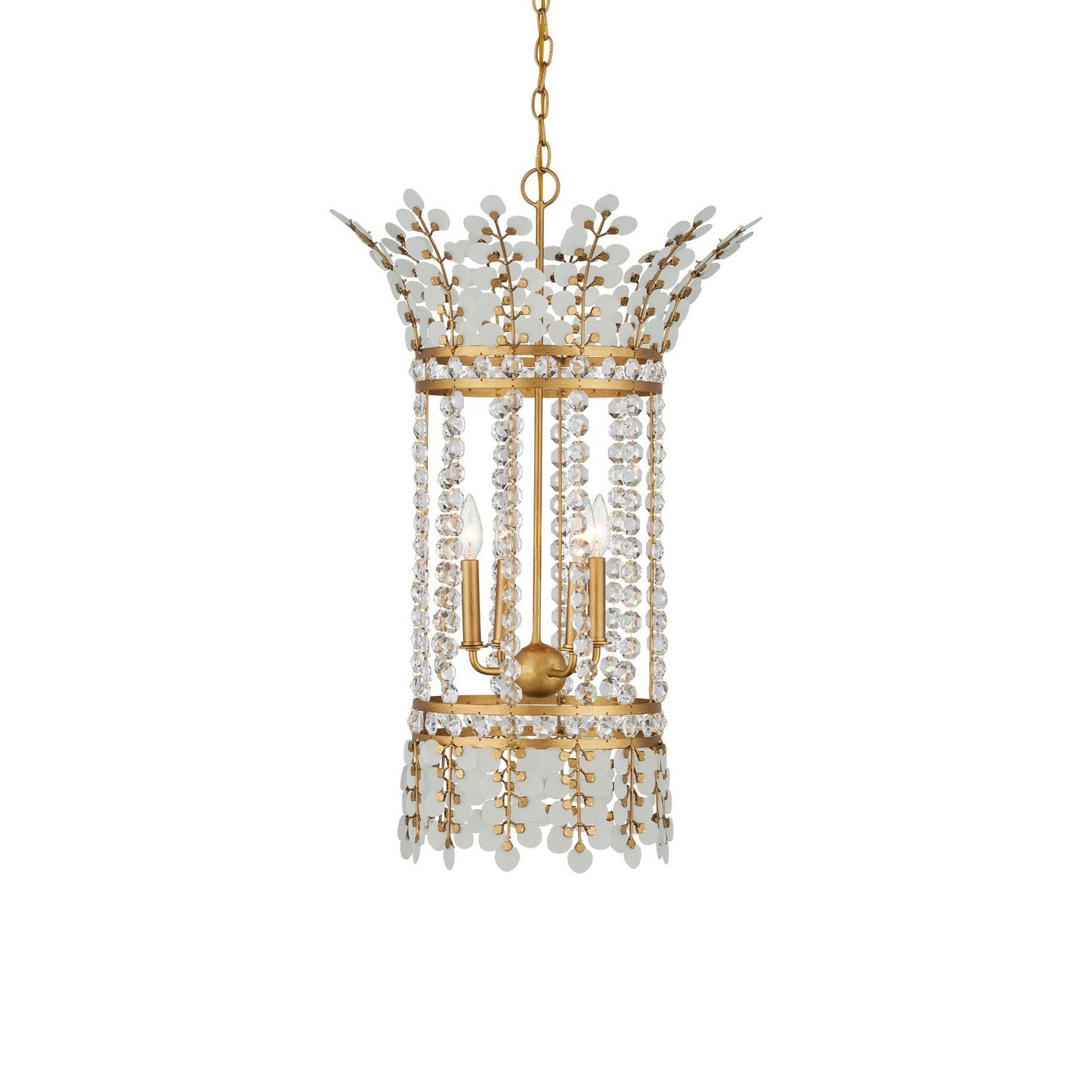 Currey and Company - 9000-1296 - Four Light Lantern - Bradshaw - Frosted/Clear/Brass