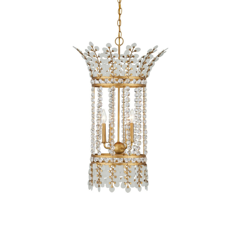 Currey and Company - 9000-1296 - Four Light Lantern - Bradshaw - Frosted/Clear/Brass