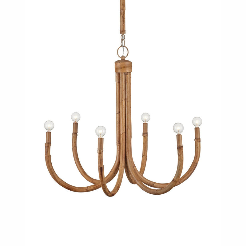 Currey and Company - 9000-1297 - Six Light Chandelier - Samsara - Natural/Saddle Tan