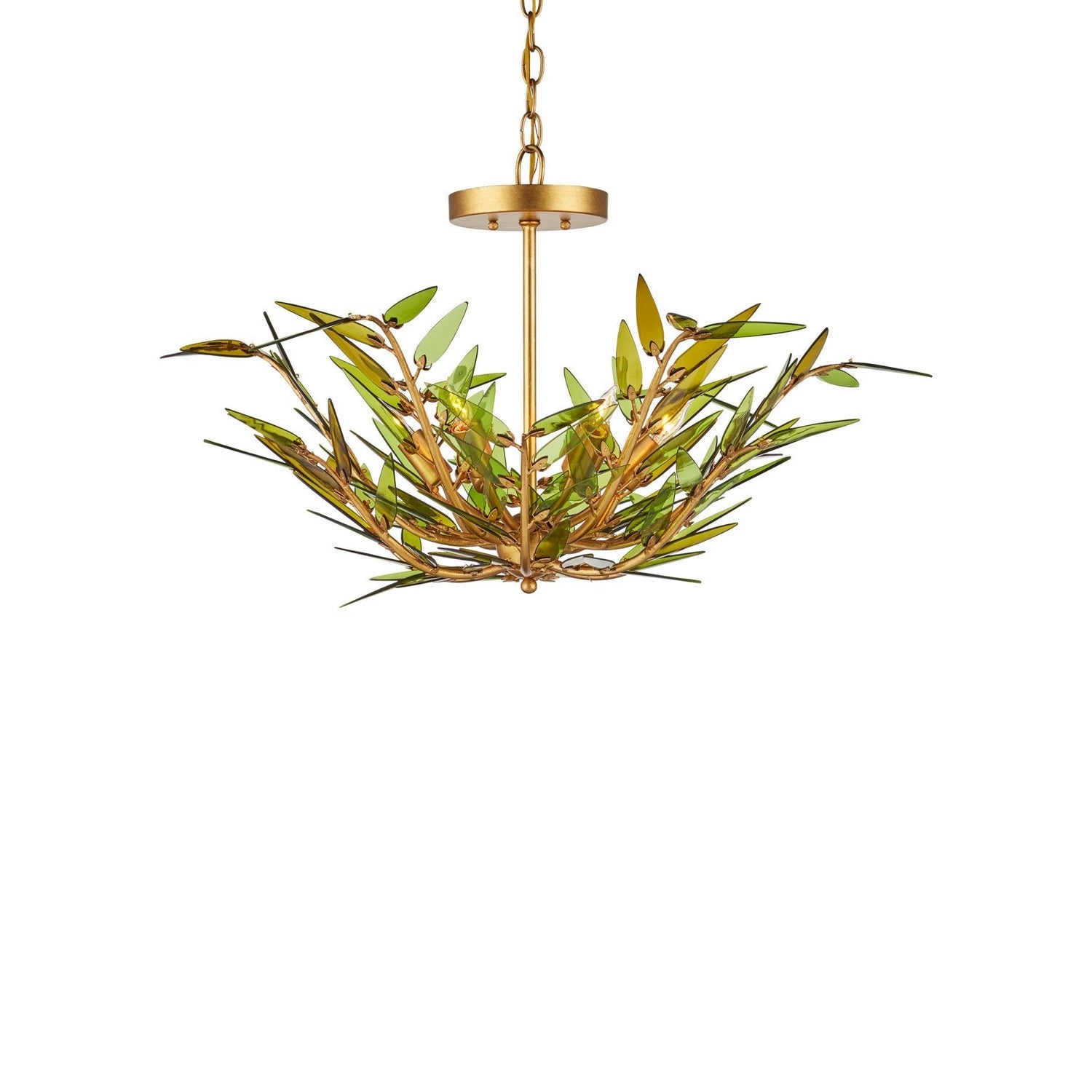 Currey and Company - 9000-1309 - Six Light Pendant - Babylon - Green/Contemporary Gold Leaf/Contemporary Gold
