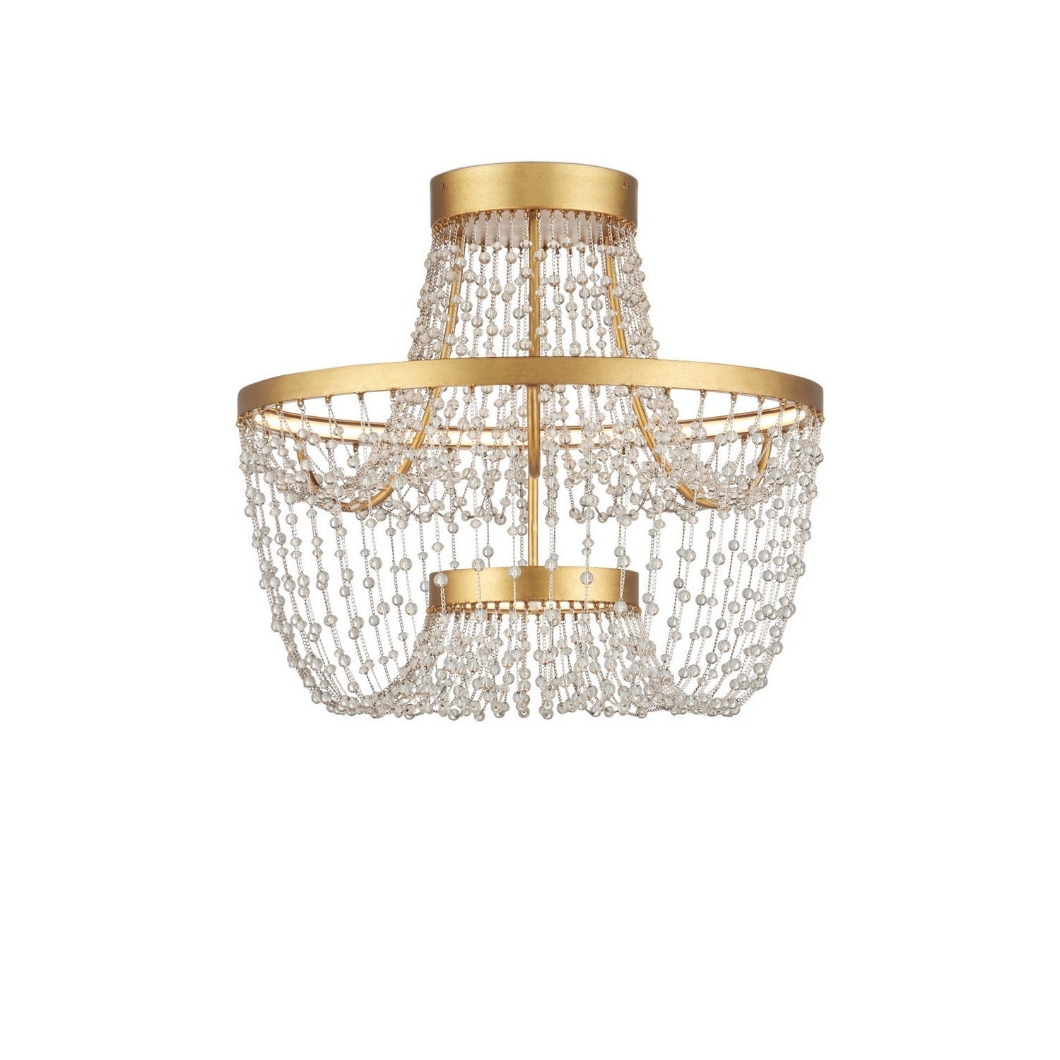 Currey and Company - 9000-1327 - LED Semi-Flush Mount - Mademoiselle - Clear/Contemporary Gold Leaf/Contemporary Gold
