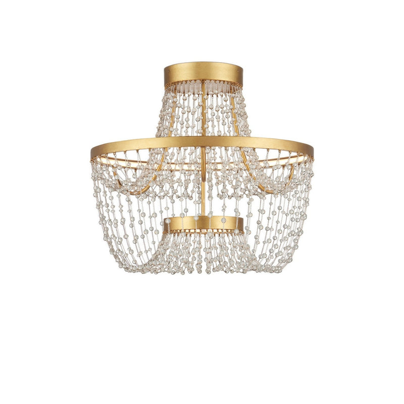 Currey and Company - 9000-1327 - LED Semi-Flush Mount - Mademoiselle - Clear/Contemporary Gold Leaf/Contemporary Gold