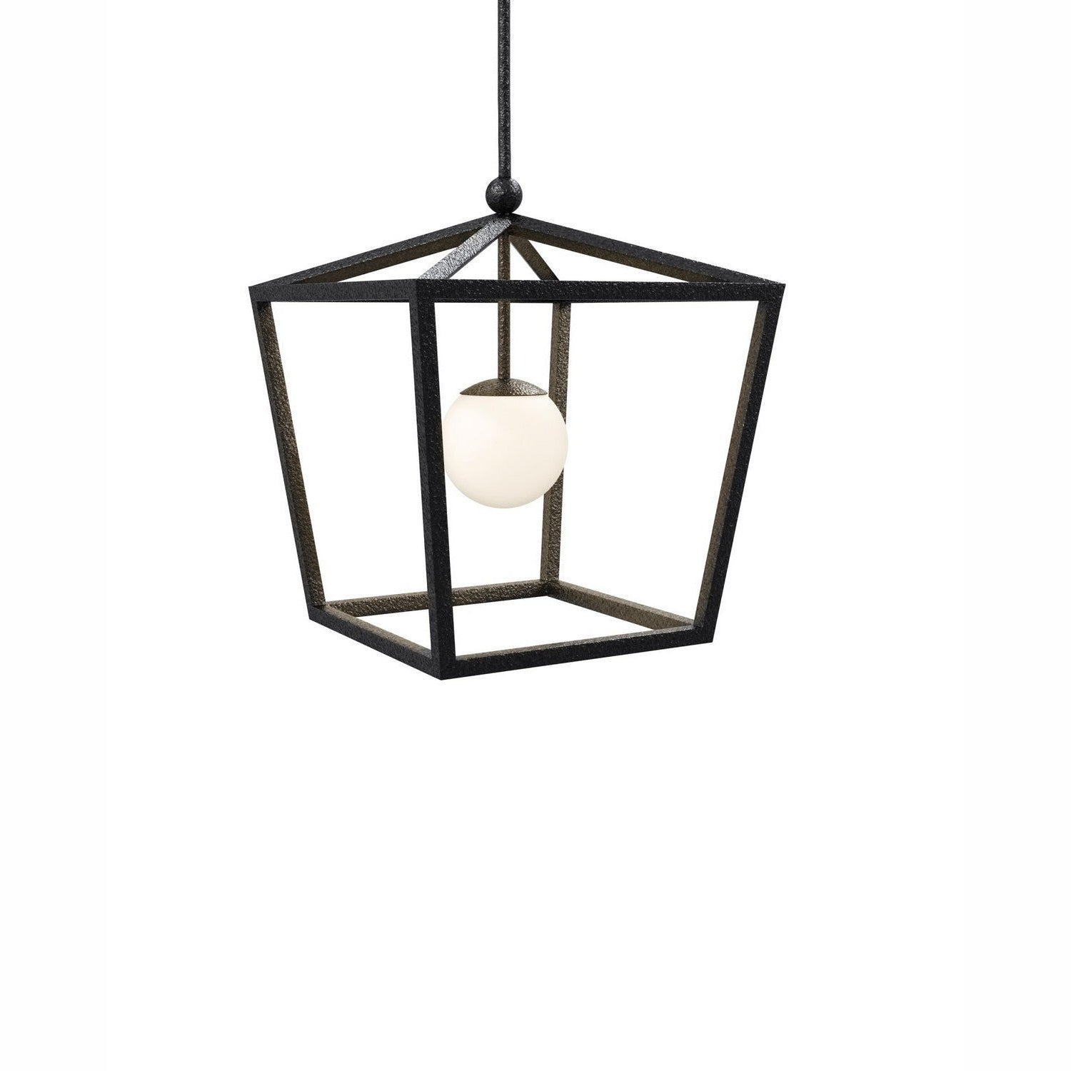 Currey and Company - 9500-0025 - One Light Lantern - Denison - Black/Frosted White