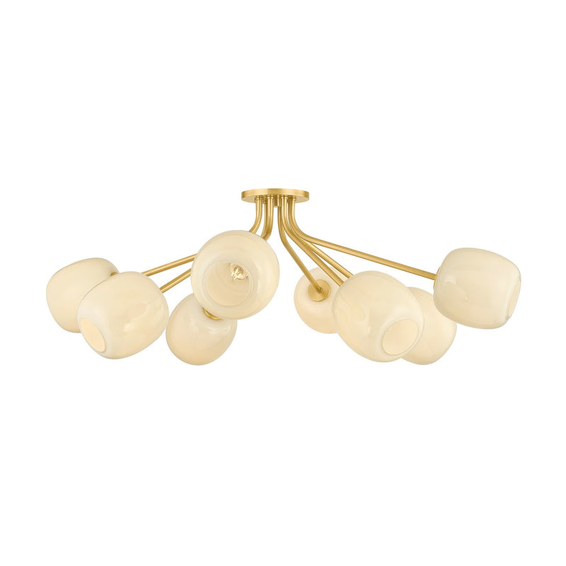 Mitzi - H1092608-AGB - Eight Light Semi Flush Mount - Lisette - Aged Brass