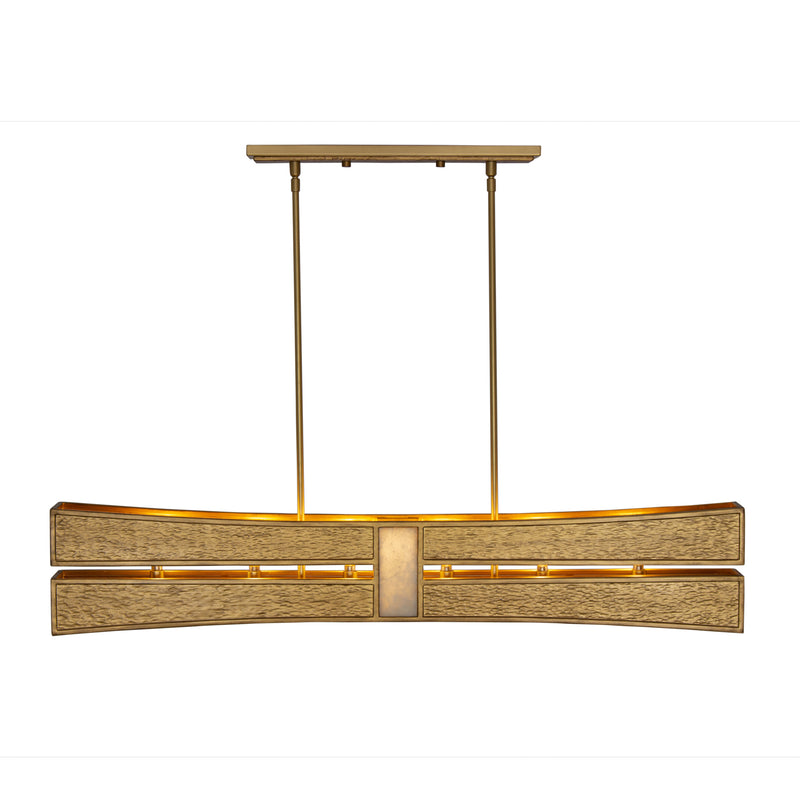 Kalco - 528461RBG - Six Light Linear Pendant - Dos - Rustic Gold and Brushed Gold