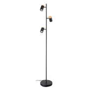Eglo USA - 205831A - LED Floor Lamp - Chatterton - Structured Black & Wood Accent