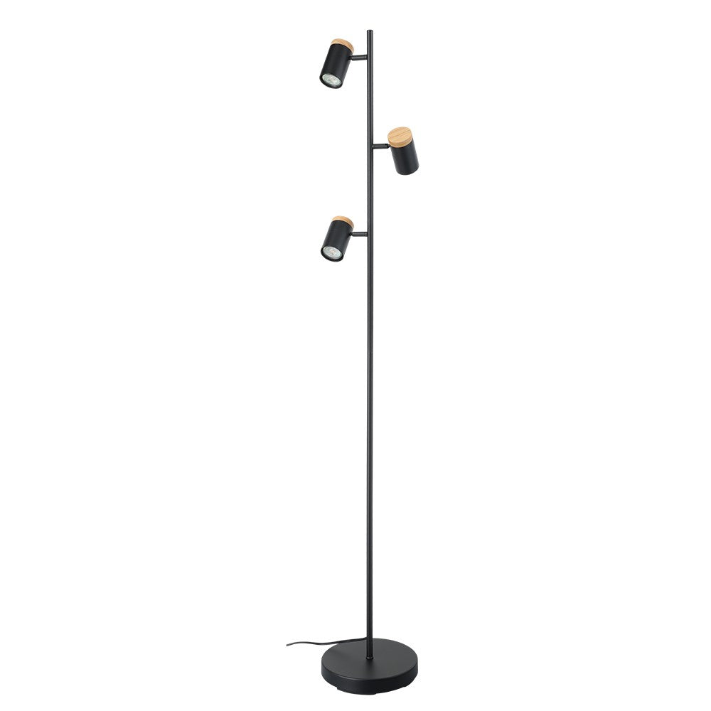 Eglo USA - 205831A - LED Floor Lamp - Chatterton - Structured Black & Wood Accent