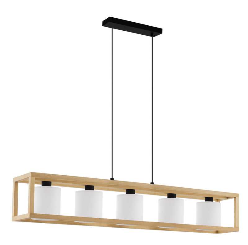 Eglo USA - 390102A - Five Light Pendant - Granados - Natural Wood