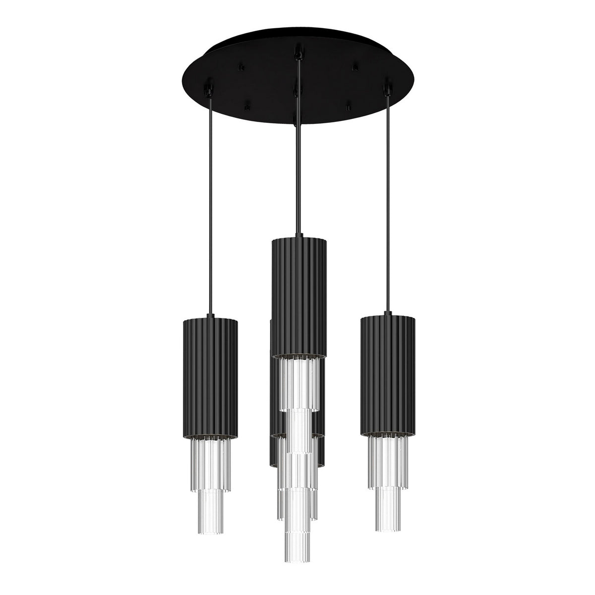 Alora - MP502204MBCR-05 - LED Pendant - Bordeaux - Matte Black/Clear Ribbed Glass