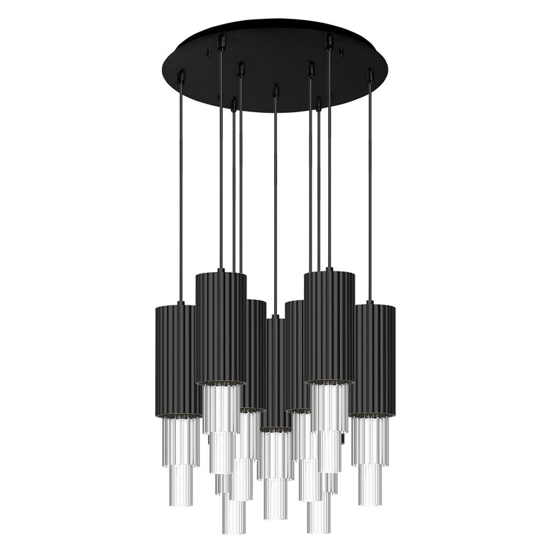 Alora - MP502204MBCR-09 - LED Pendant - Bordeaux - Matte Black/Clear Ribbed Glass