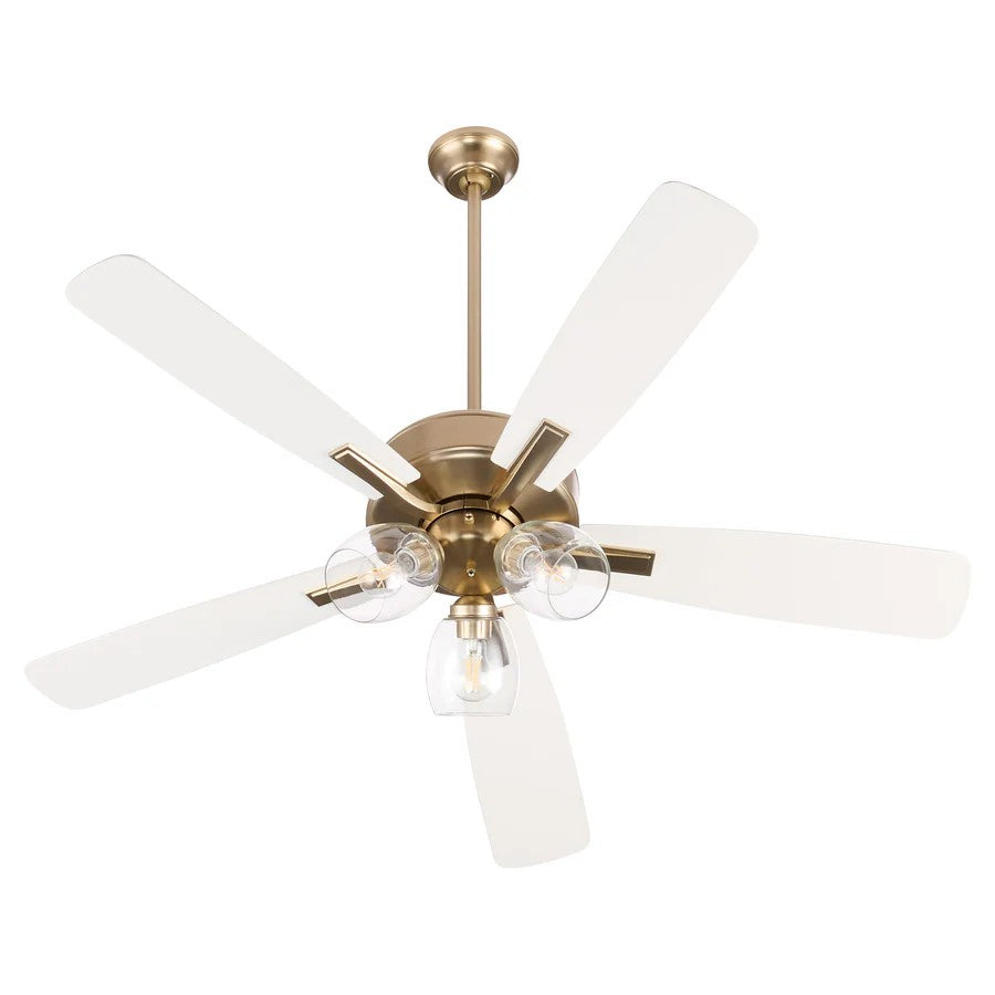 Quorum - 4525-03806 - 52"Ceiling Fan - Ovation - Aged Brass|Studio White