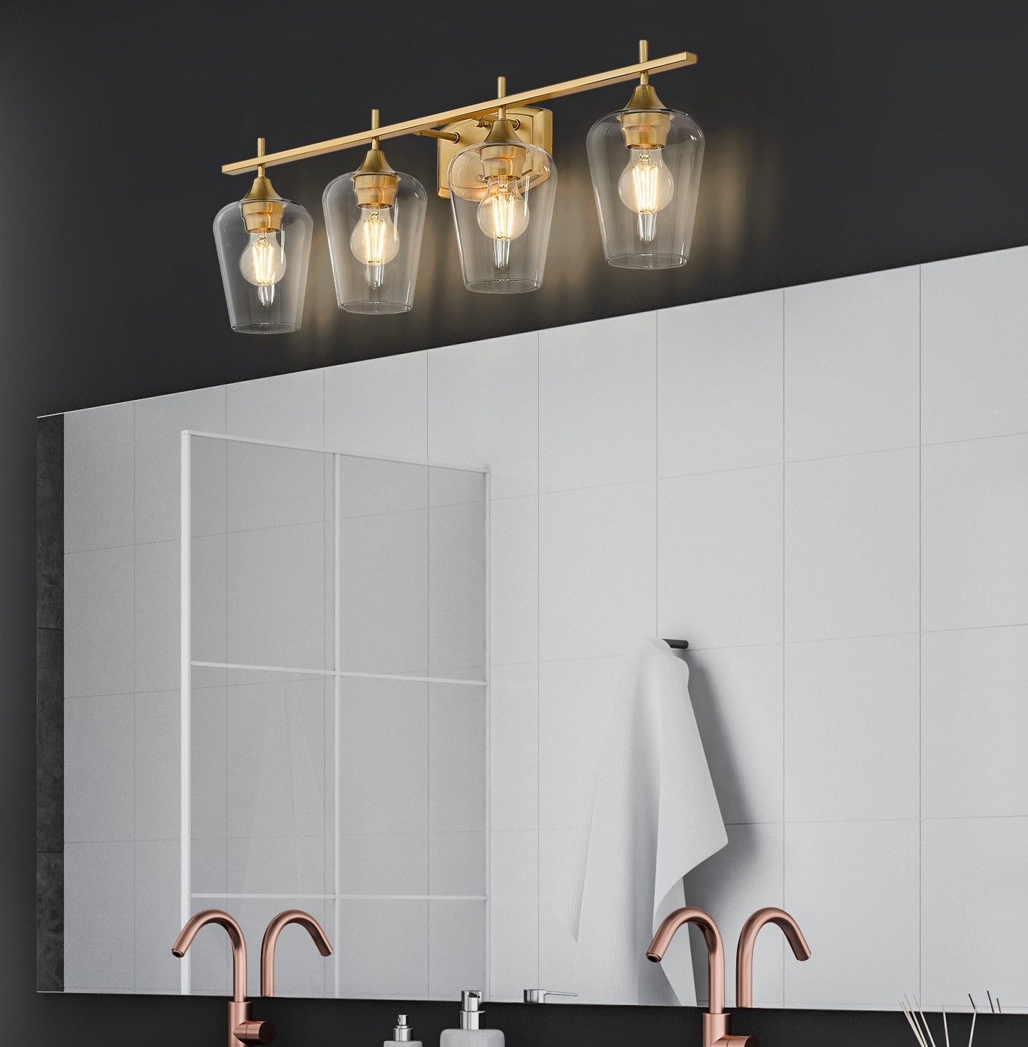 Z-Lite - 473-4V-BBR - Four Light Vanity - Joliet - Burnished Brass