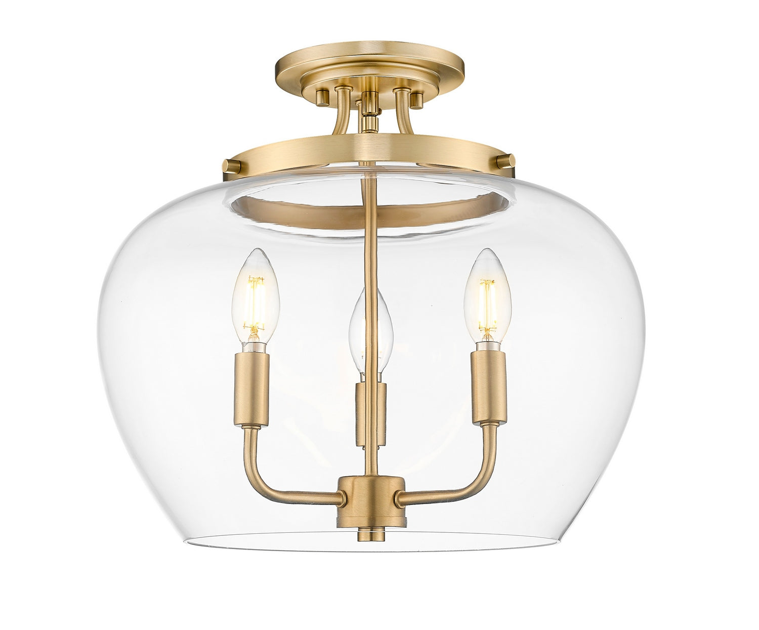 Z-Lite - 473SF-BBR - Three Light Semi Flush Mount - Joliet - Burnished Brass