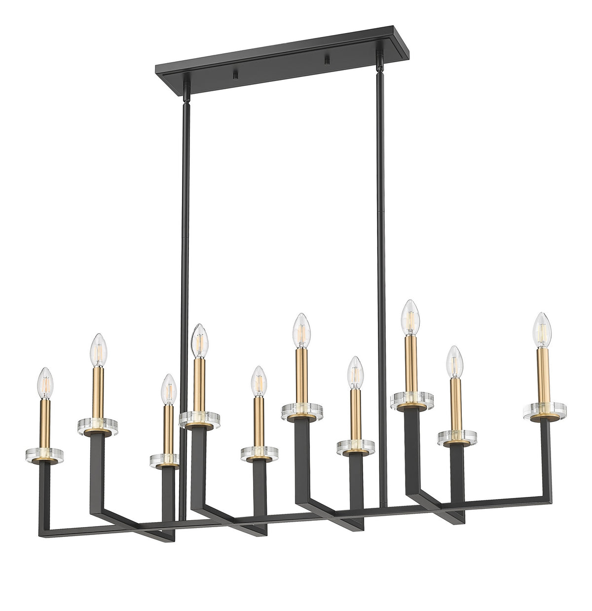Z-Lite - 6100-10L-MB - Ten Light Linear Chandelier - Gaultier - Matte Black + Modern Gold