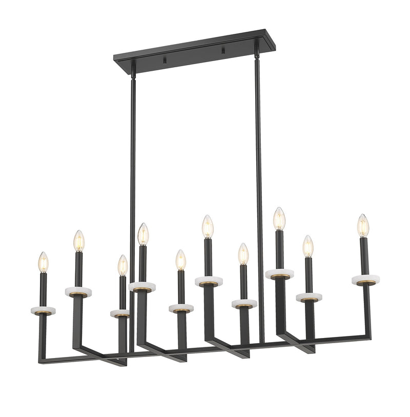 Z-Lite - 6100-10L-MB - Ten Light Linear Chandelier - Gaultier - Matte Black + Modern Gold
