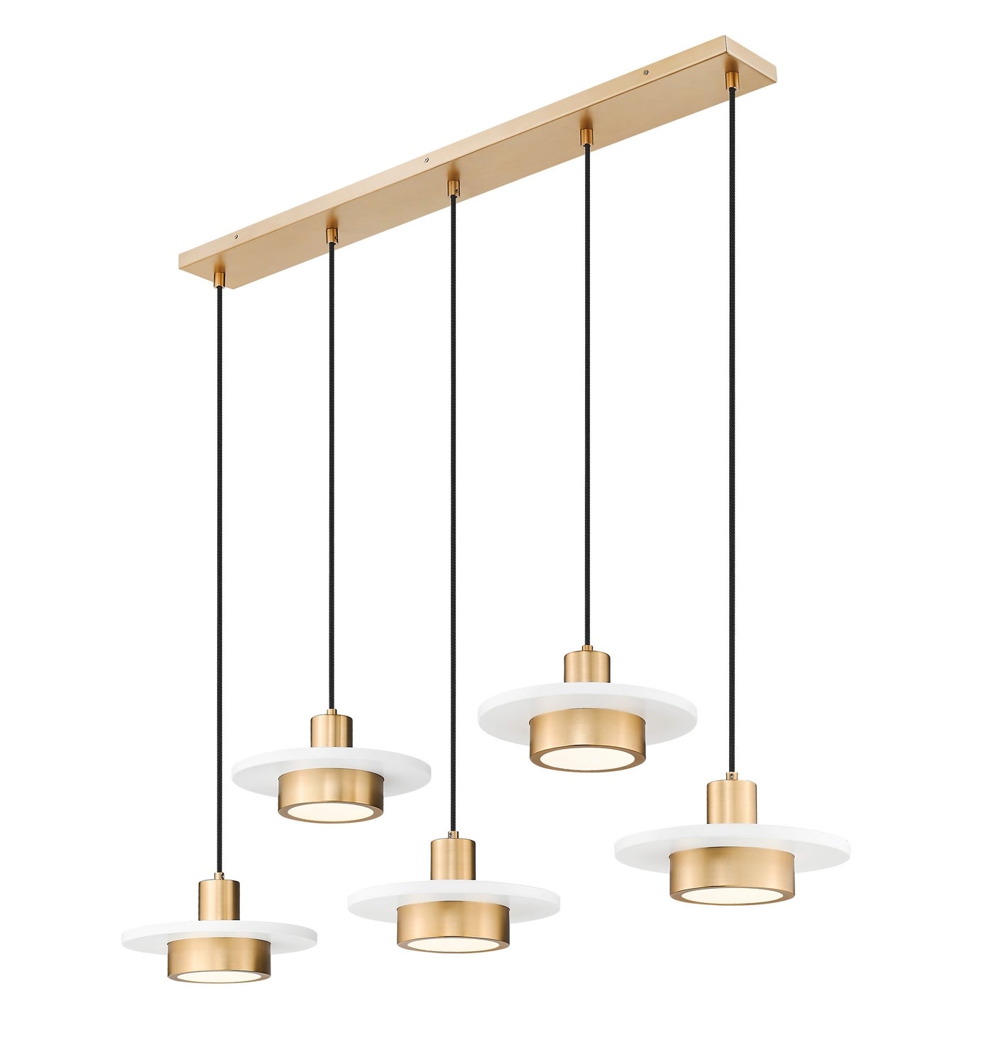 Z-Lite - 829P12-5L-MW-MGLD-LE - LED Linear Chandelier - Ludo - Matte White + Modern Gold