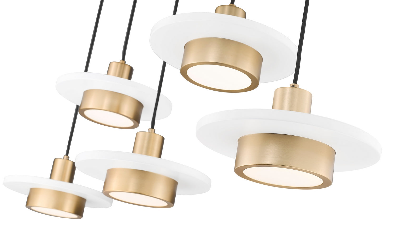 Z-Lite - 829P12-5L-MW-MGLD-LE - LED Linear Chandelier - Ludo - Matte White + Modern Gold