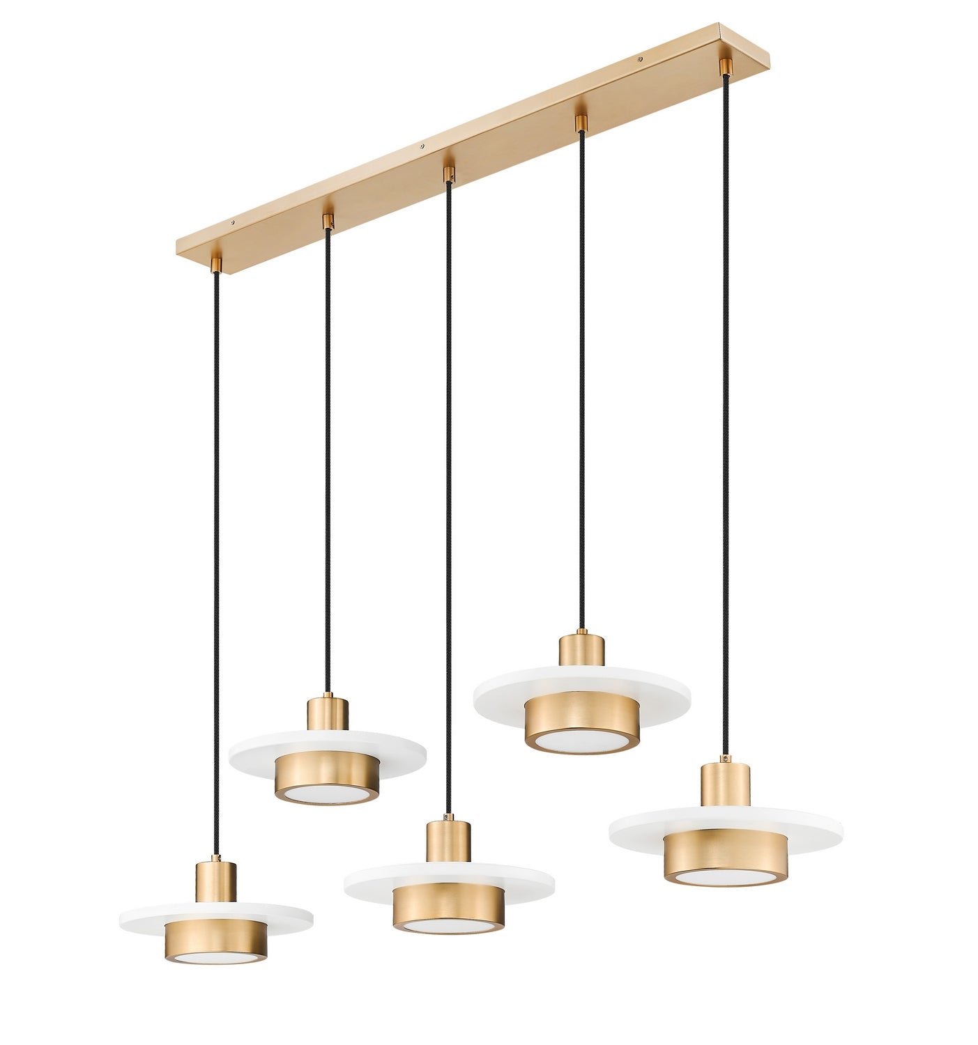 Z-Lite - 829P12-5L-MW-MGLD-LE - LED Linear Chandelier - Ludo - Matte White + Modern Gold