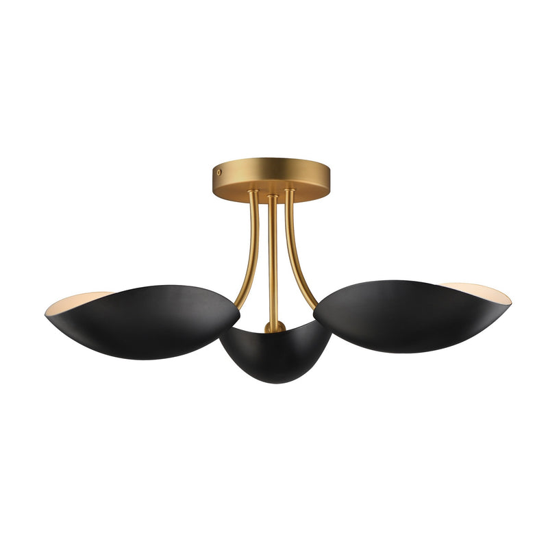 Maxim - 10823BKNAB - Three Light Semi Flush Mount - Maris - Black / Natural Aged Brass