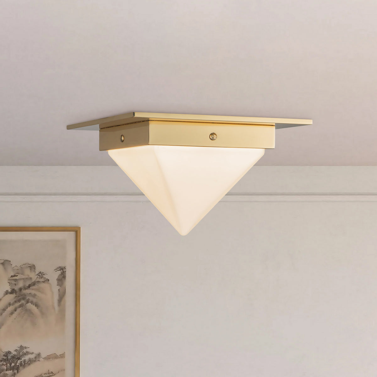 Alora - FM345084PTBOP - One Light Flush Mount - Mineral - Patina Brass/Opal Glass