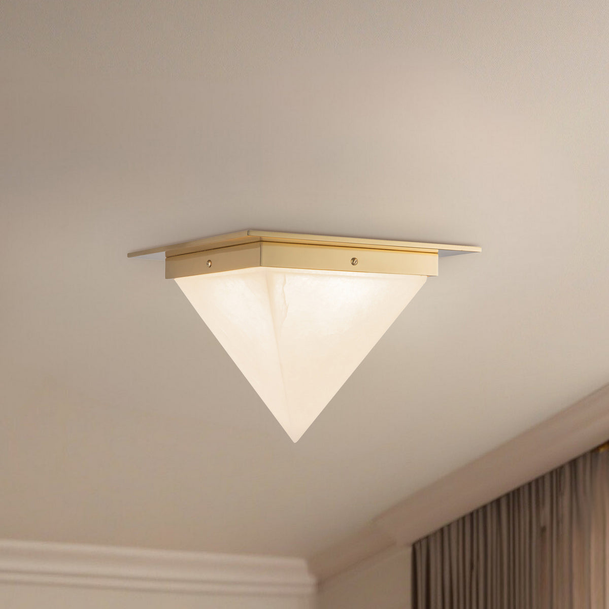 Alora - FM345119PTBAR - One Light Flush Mount - Mineral - Patina Brass/Alabaster