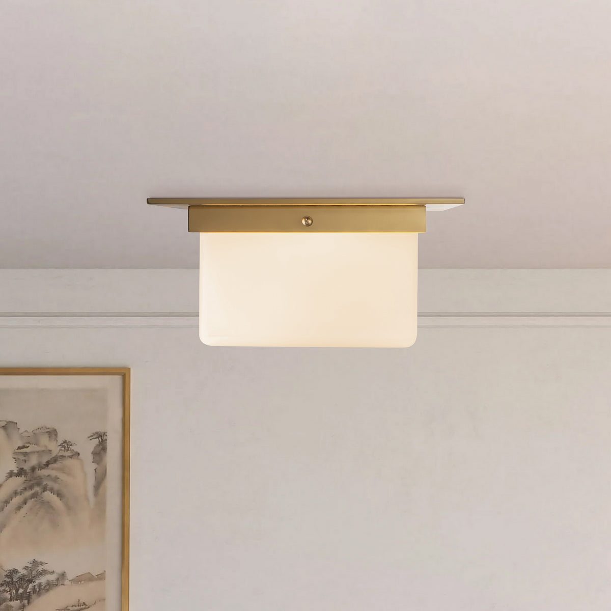 Alora - FM356115PTBOP - Two Light Flush Mount - Mineral - Patina Brass/Opal Glass