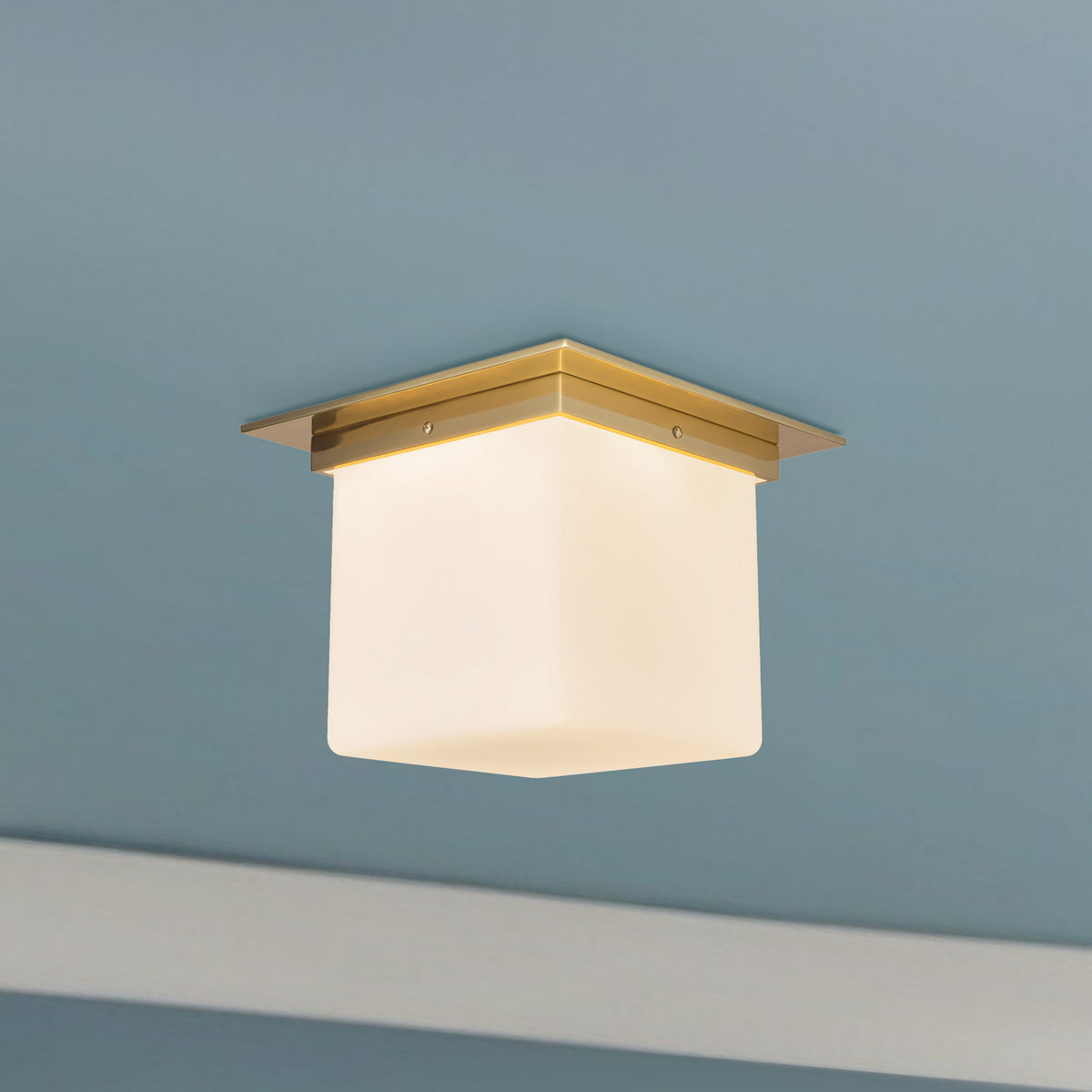 Alora - FM356118PTBOP - One Light Flush Mount - Mineral - Patina Brass/Opal Glass