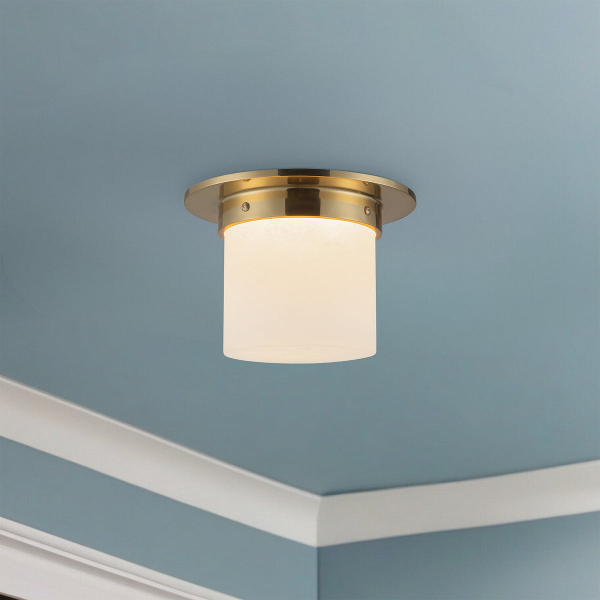 Alora - FM360085PTBAR - One Light Flush Mount - Mineral - Patina Brass/Alabaster