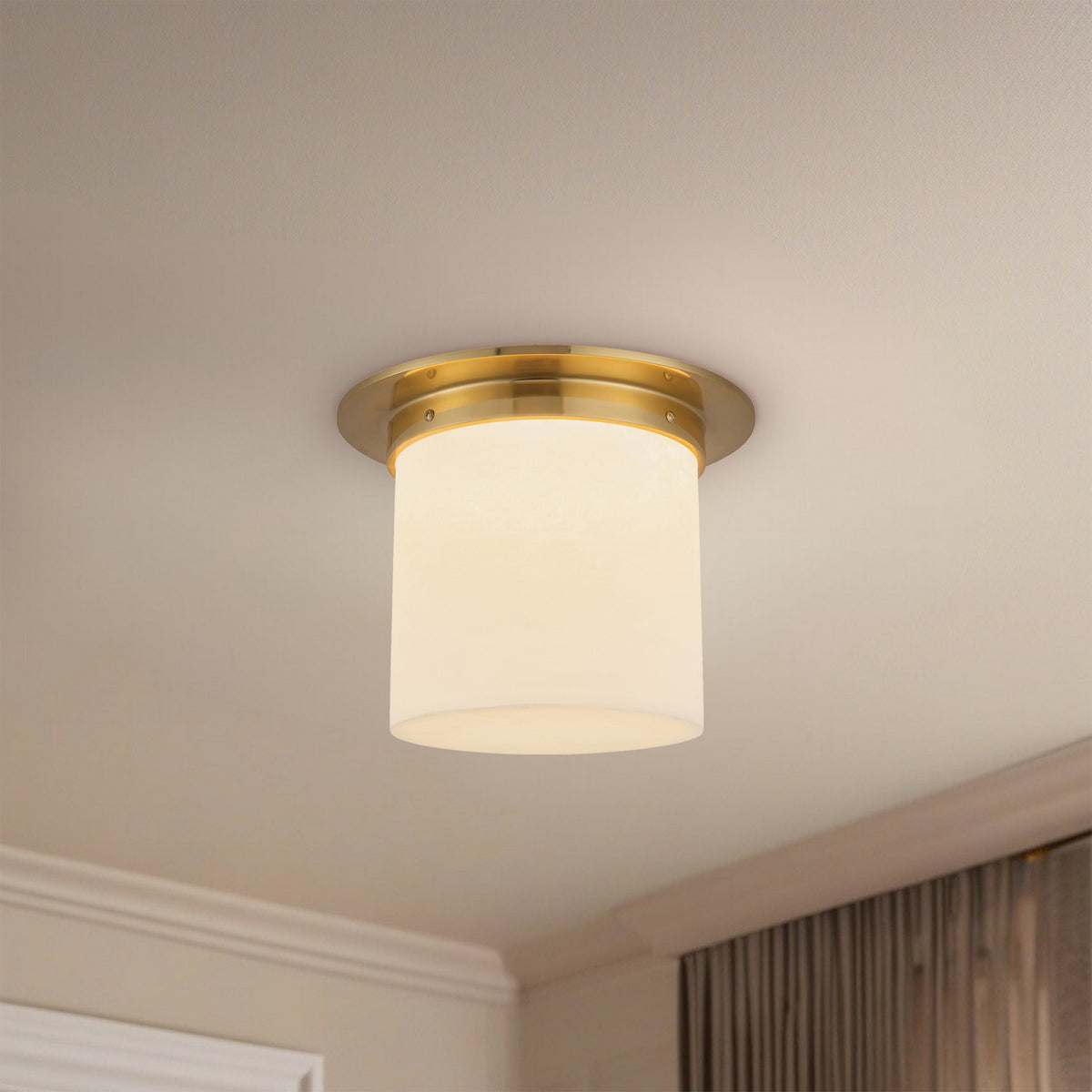 Alora - FM360118PTBAR - One Light Flush Mount - Mineral - Patina Brass/Alabaster