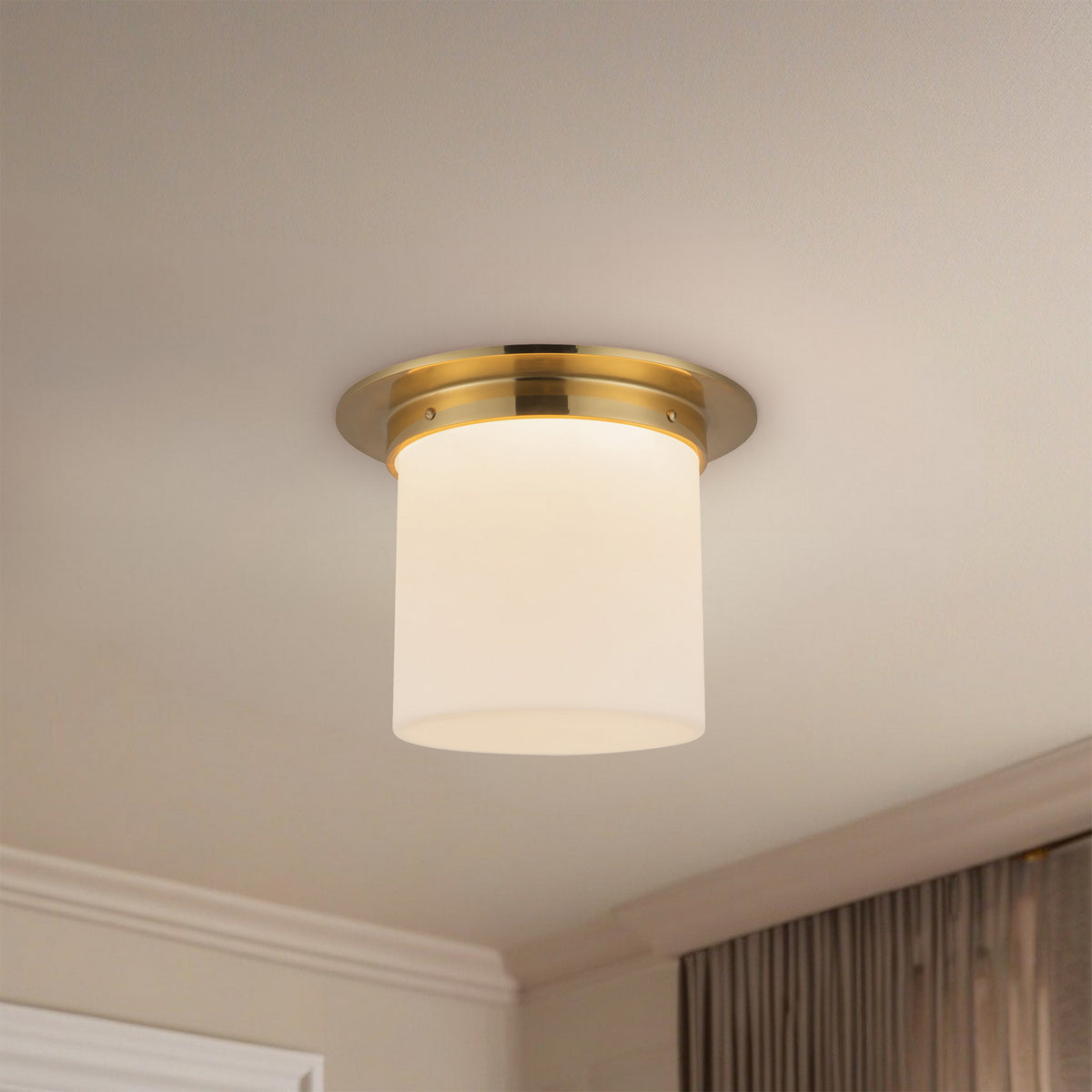 Alora - FM360118PTBOP - One Light Flush Mount - Mineral - Patina Brass/Opal Glass