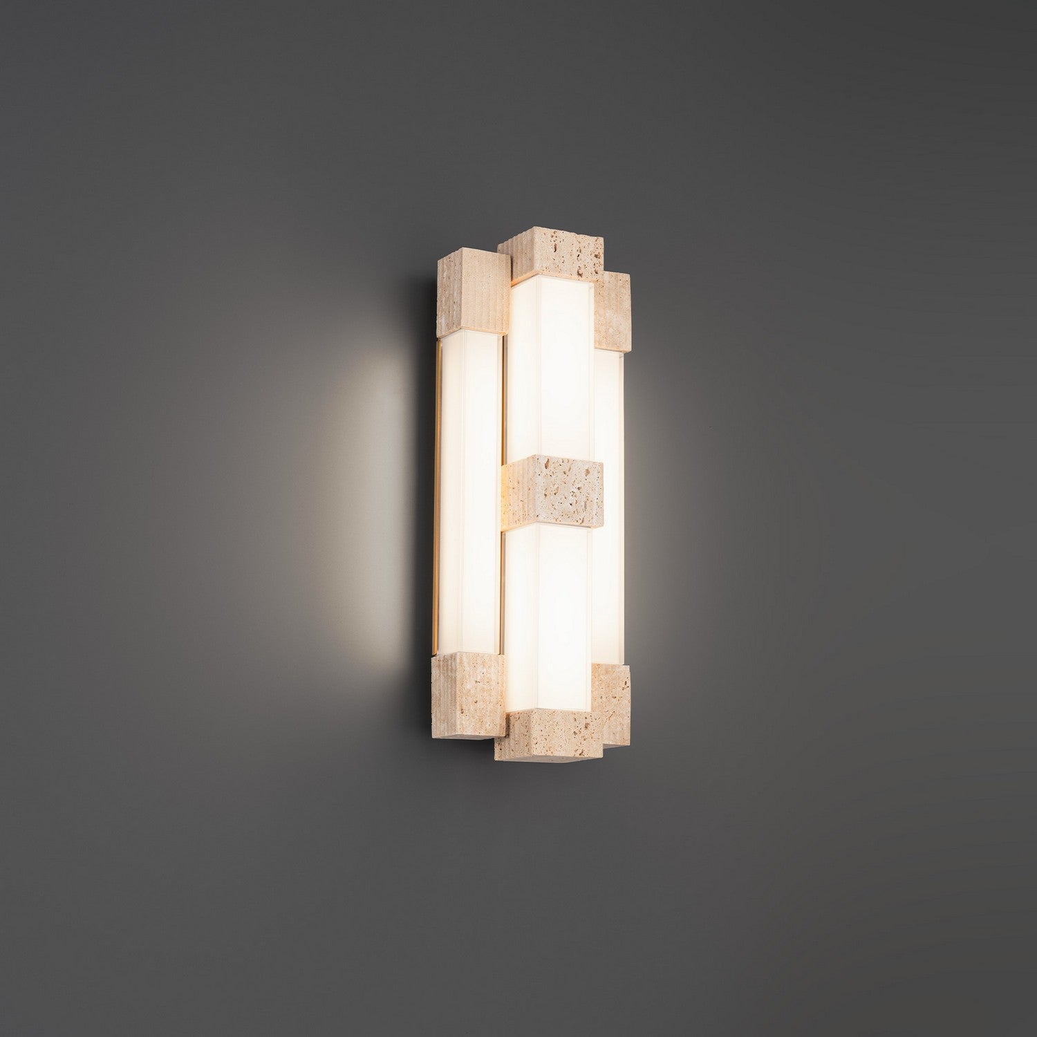 Modern Forms - WS244616-WV/AB - LED Wall Sconce - Conan - Beige Travertine/Aged Brass