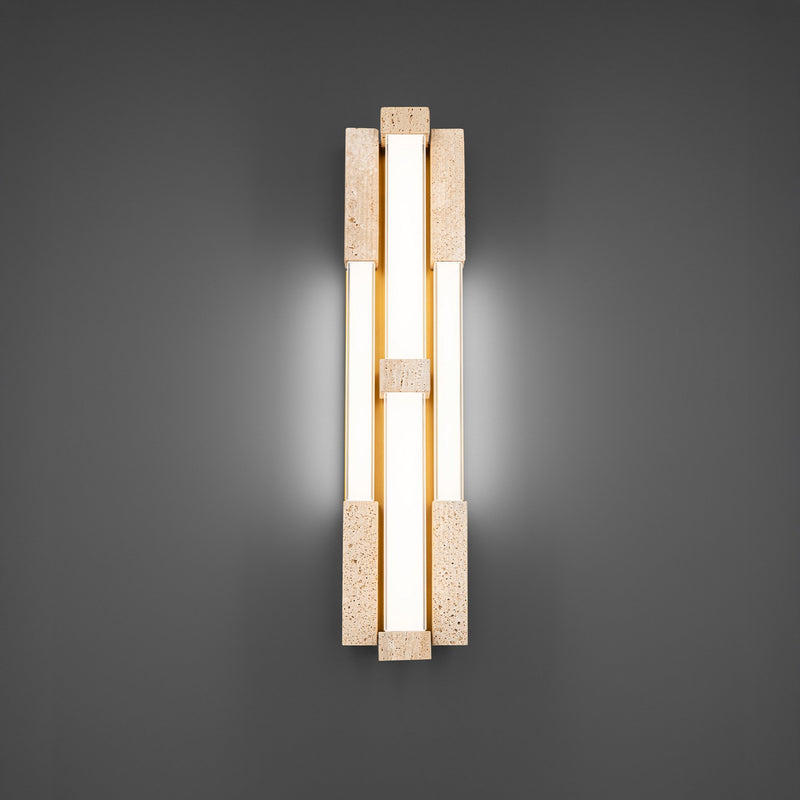 Modern Forms - WS244628-WV/AB - LED Wall Sconce - Conan - Beige Travertine/Aged Brass
