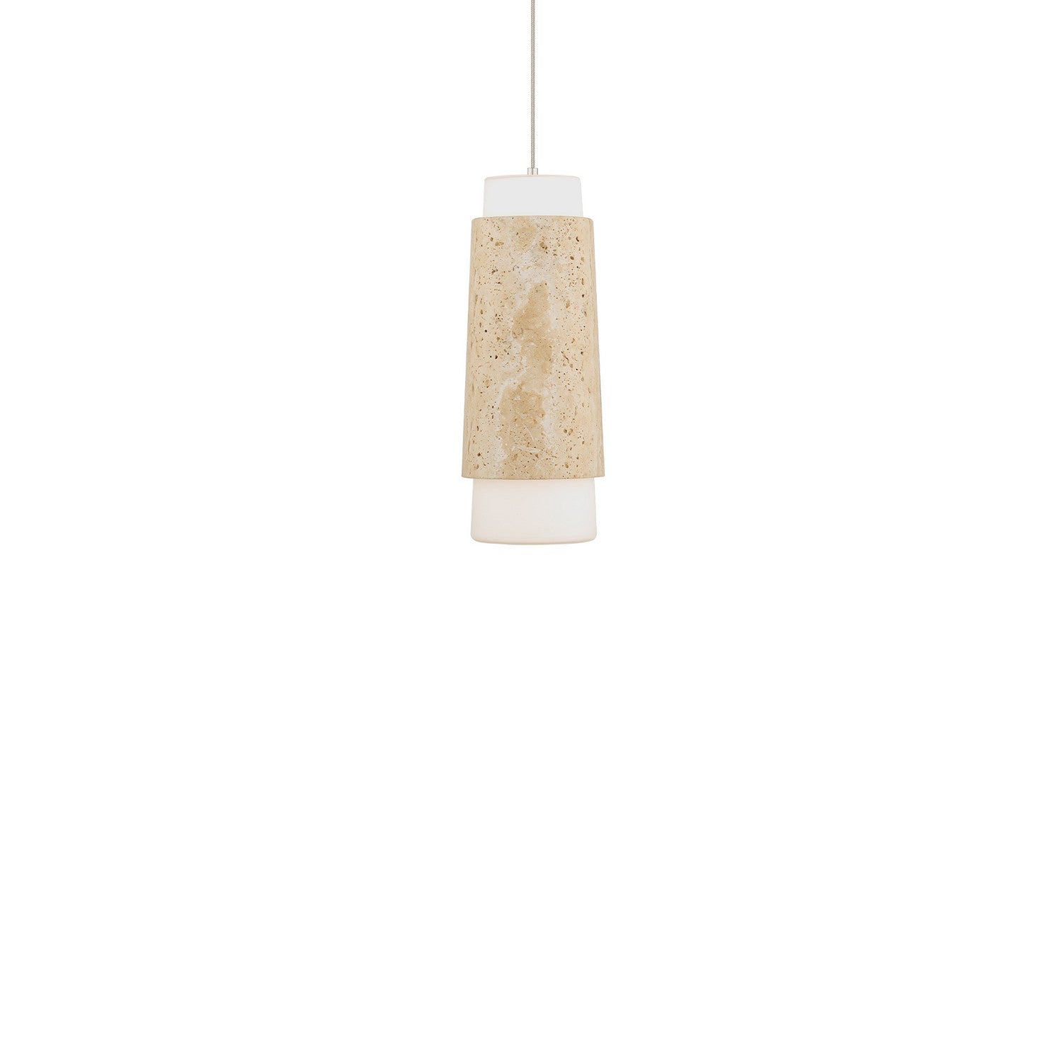 Modern Forms - PD-5513-27-WV/AB - LED Mini Pendant - Chauncey - Beige Travertine/Aged Brass