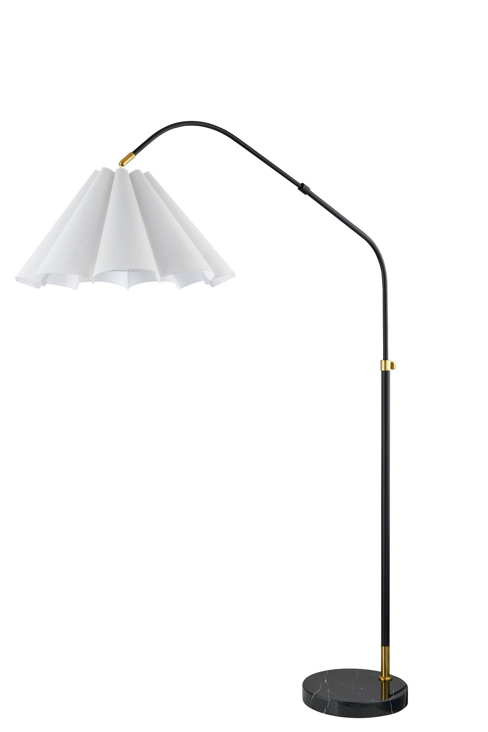 Forty West - 72637 - One Light Floor Lamp - Wheeler - Black with White Veining and Gold