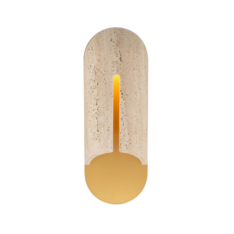 Modern Forms - WS-W10516-40-WV/AB - LED Outdoor Wall Sconce - Clog - Beige Travertine/Aged Brass