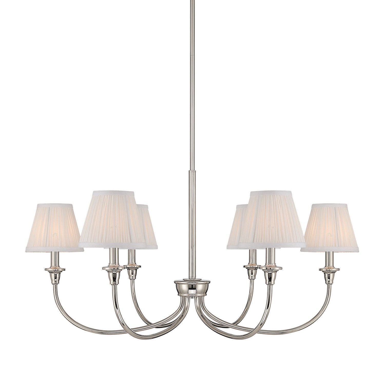 Golden - 1622-6 PN-HGW - Six Light Chandelier - Cambria - Polished Nickel