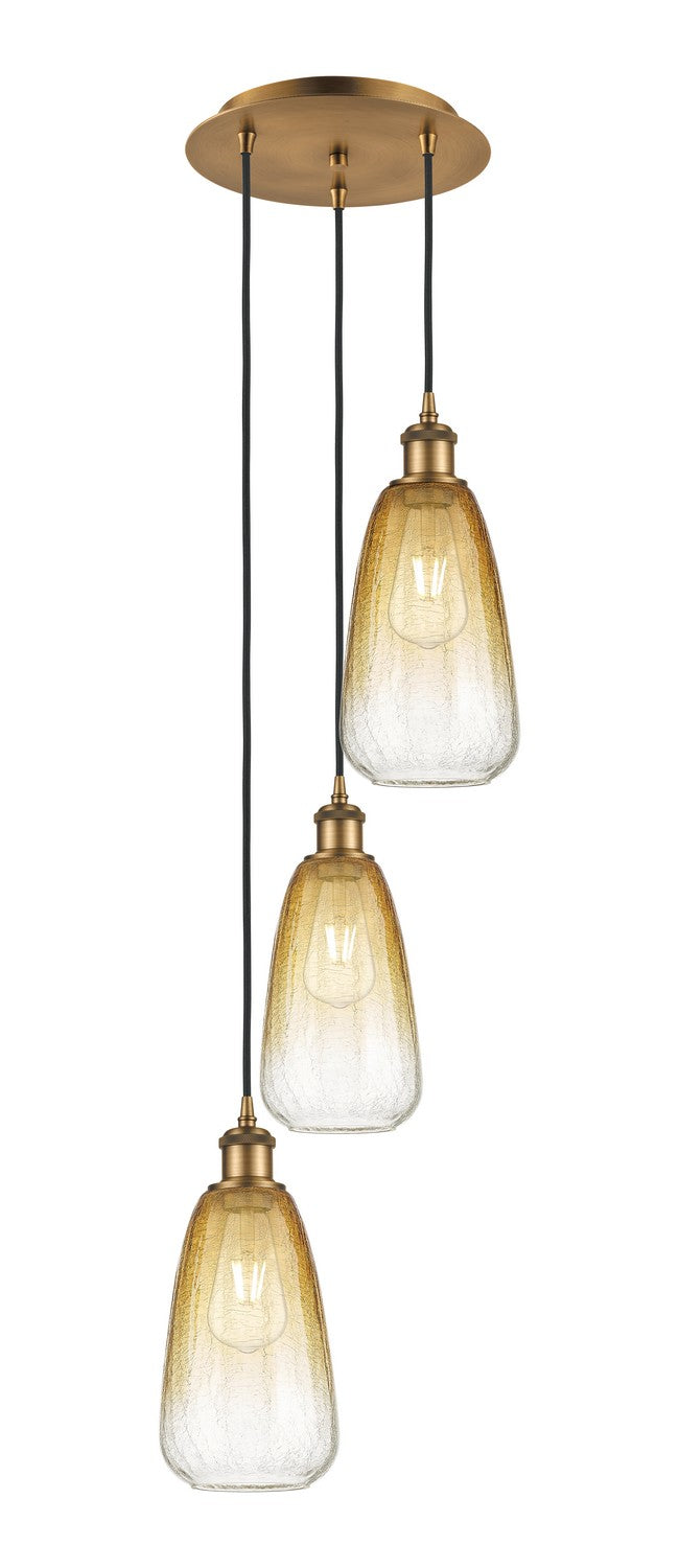Innovations - 113B-3P-BB-G480-6AM - Three Light Pendant - Ballston - Brushed Brass