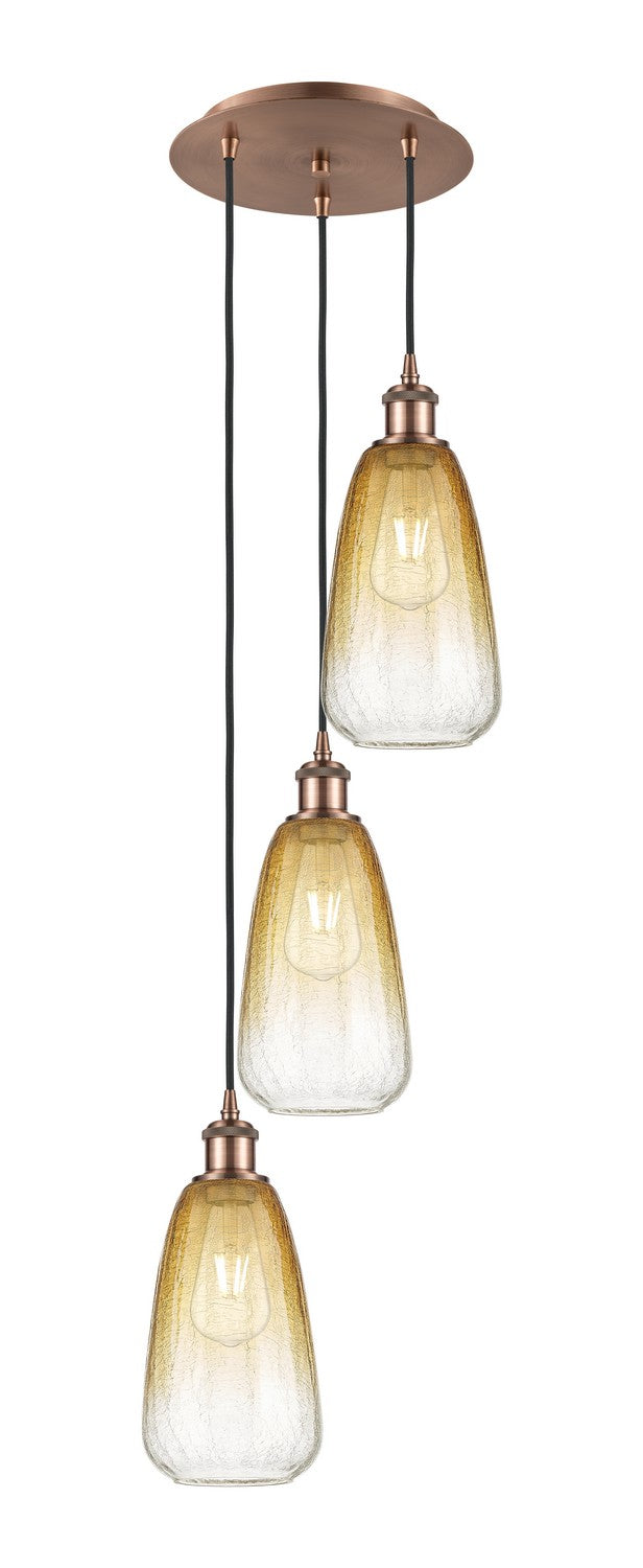 Innovations - 113B-3P-AC-G480-6AM - Three Light Pendant - Ballston - Antique Copper