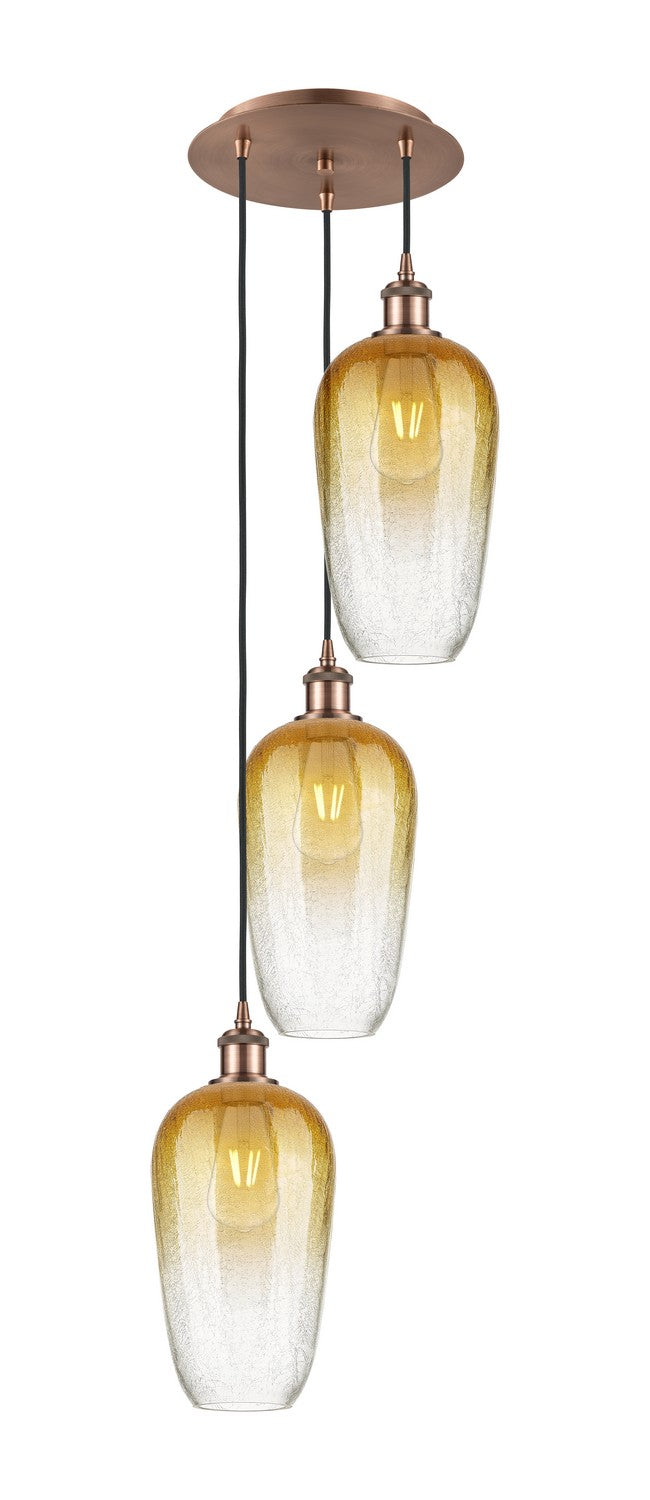 Innovations - 113B-3P-AC-G484-7AM - Three Light Pendant - Ballston - Antique Copper