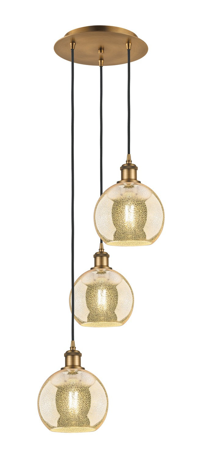 Innovations - 113B-3P-BB-G128-8 - Three Light Pendant - Ballston - Brushed Brass
