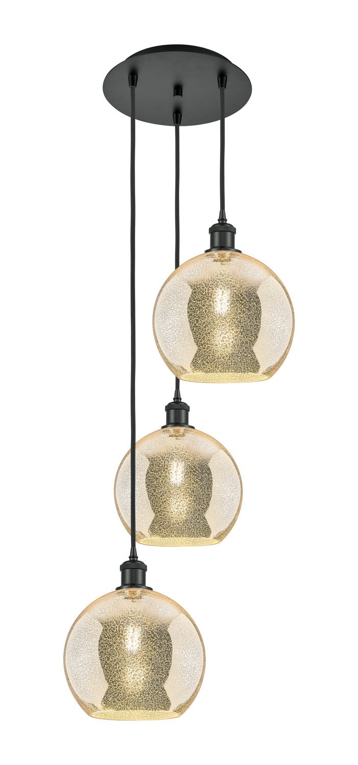 Innovations - 113B-3P-BK-G128-10 - Three Light Pendant - Ballston - Matte Black