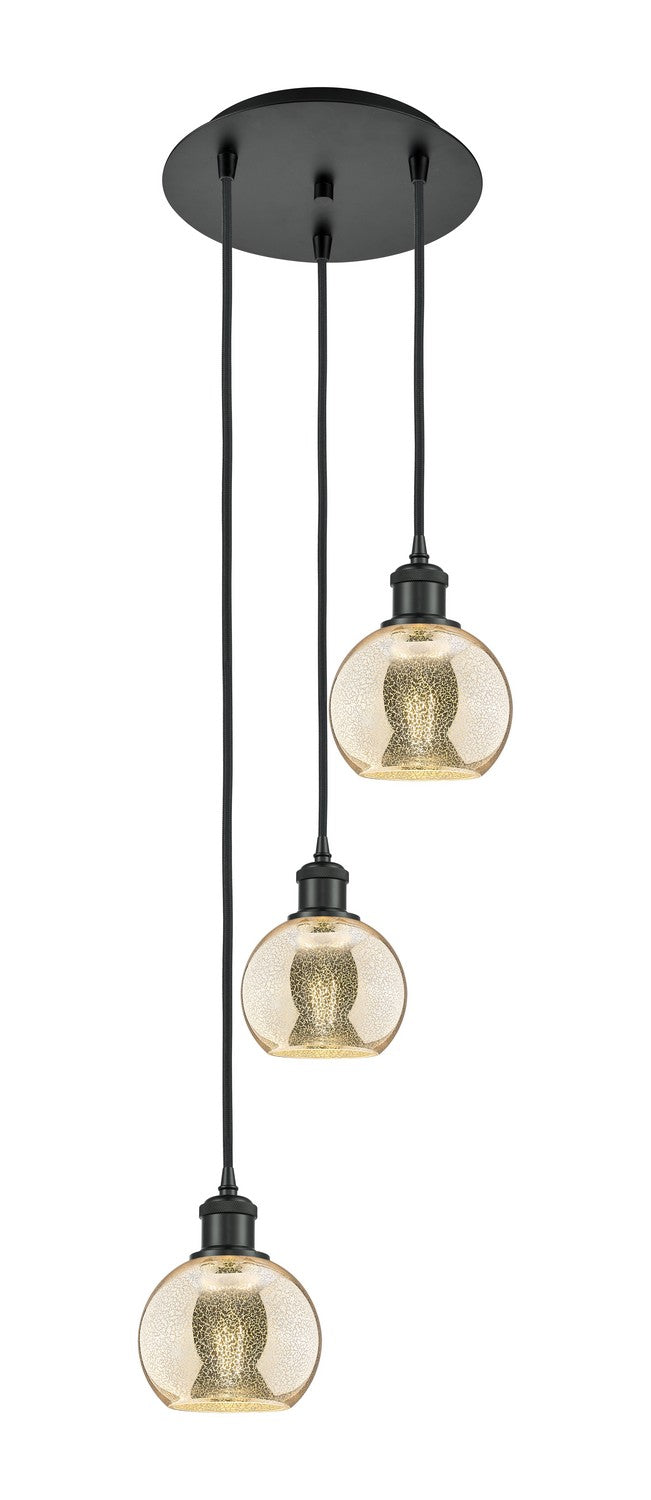 Innovations - 113B-3P-BK-G128-6 - Three Light Pendant - Ballston - Matte Black