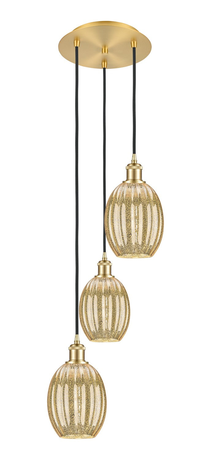 Innovations - 113B-3P-SG-G459-6ME - Three Light Pendant - Ballston - Satin Gold