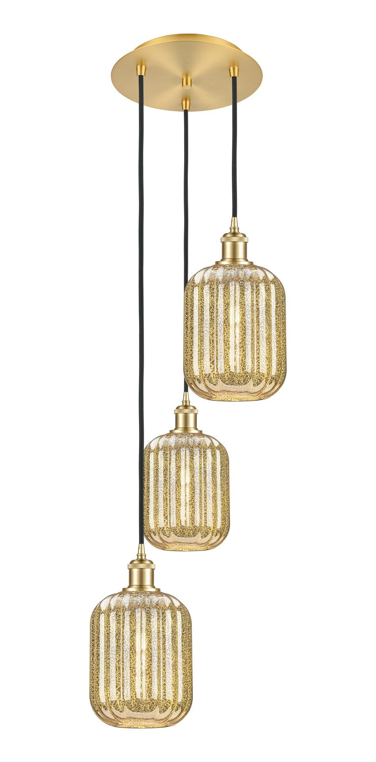 Innovations - 113B-3P-SG-G460-7ME - Three Light Pendant - Ballston - Satin Gold