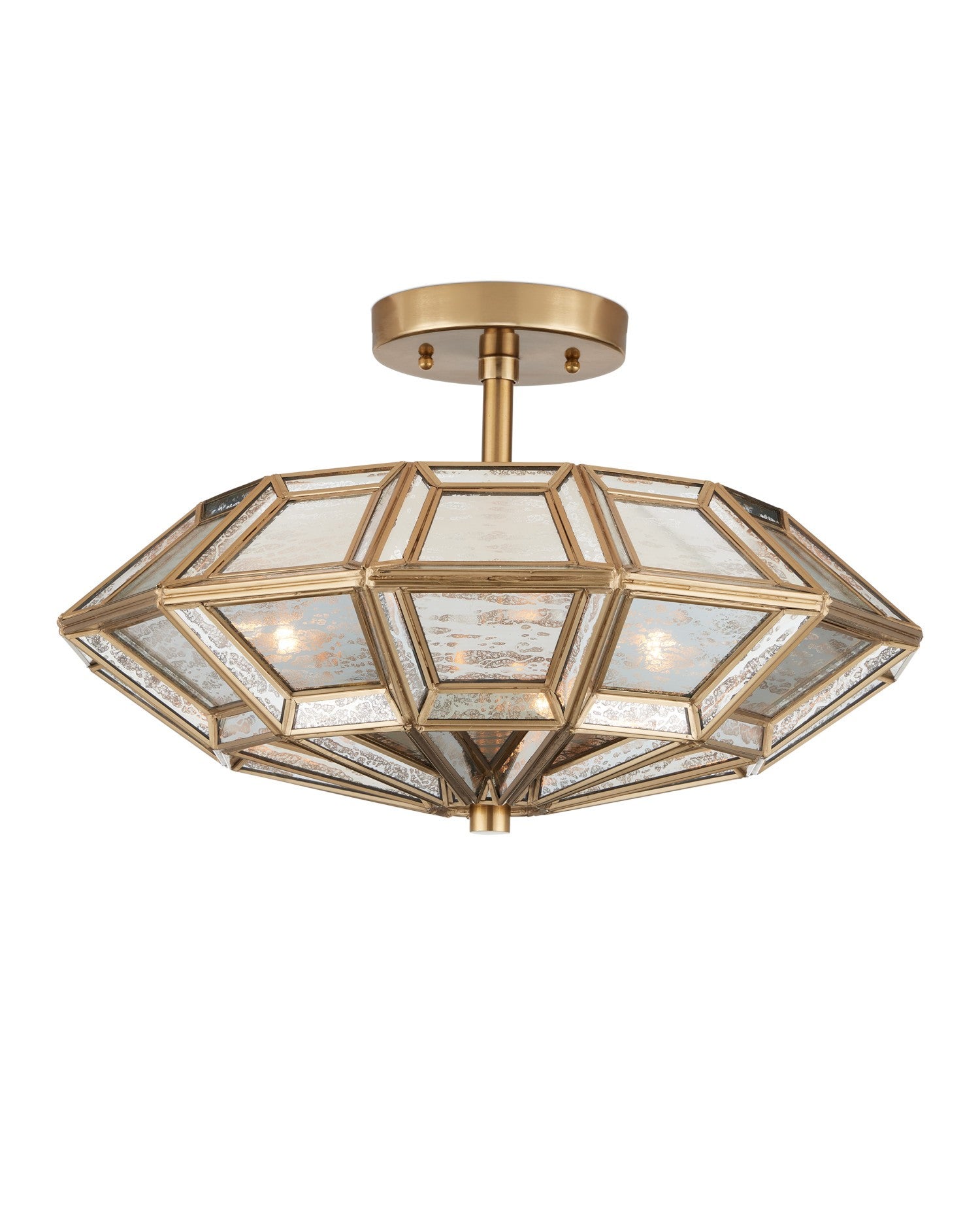 Currey and Company - 9000-1362 - Three Light Semi-Flush Mount - Valentina - Antique Brass/Antique Silver