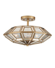 Currey and Company - 9000-1362 - Three Light Semi-Flush Mount - Valentina - Antique Brass/Antique Silver