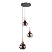 Eglo USA - 390439A - Three Light Pendant - Almoster - Black, Copper Smoked