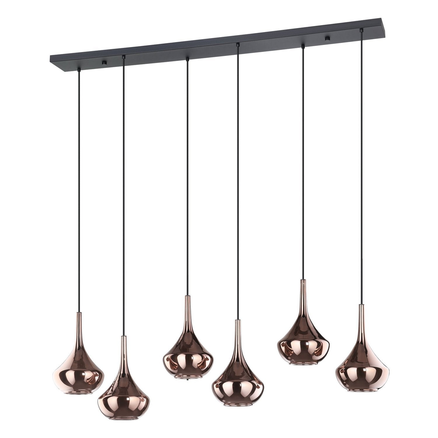 Eglo USA - 390441A - Six Light Pendant - Almoster - Black, Copper Smoked
