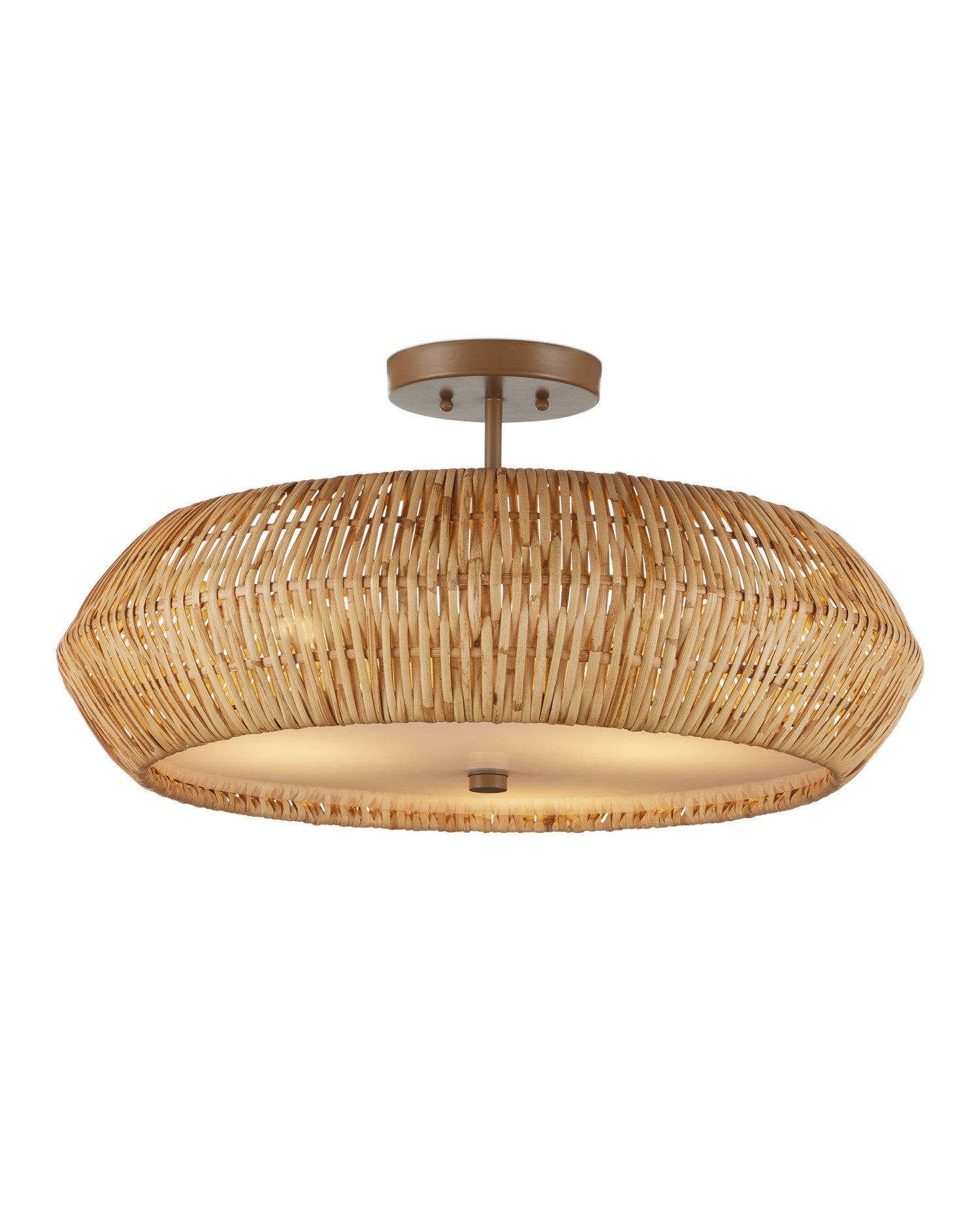 Currey and Company - 9000-1347 - Three Light Semi-Flush Mount - Antibes - Natural/Khaki/White